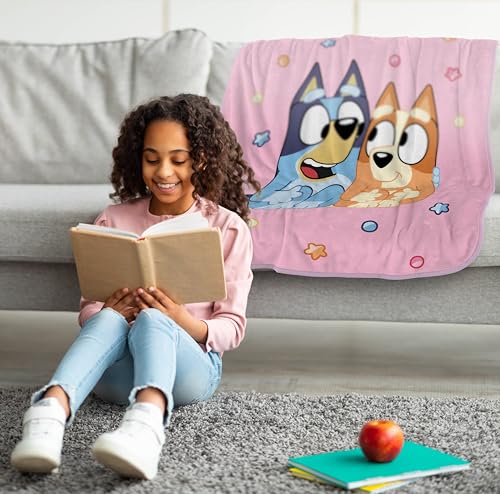 Jay Franco Kids Bluey Plush Throw Blanket, Soft Microfiber 40x50 Pink