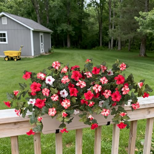 2PCS Lifelike Artificial Petunia Flowers - UV Resistant Faux Silk for Outdoor Decor