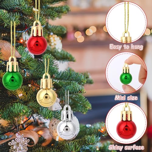 Jansun Christmas Classic Miniature Glitter Ornaments - 60PCS Holiday Tree Decorations