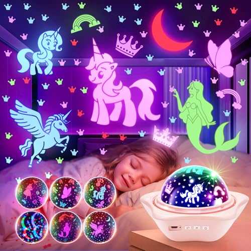 Unicorn Star Night Light Projector for Kids Bedroom - 6 Films & 96 Modes