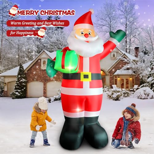 10 ft Christmas Inflatable Santa Claus with Gift Box - LED Outdoor Yard Decor
