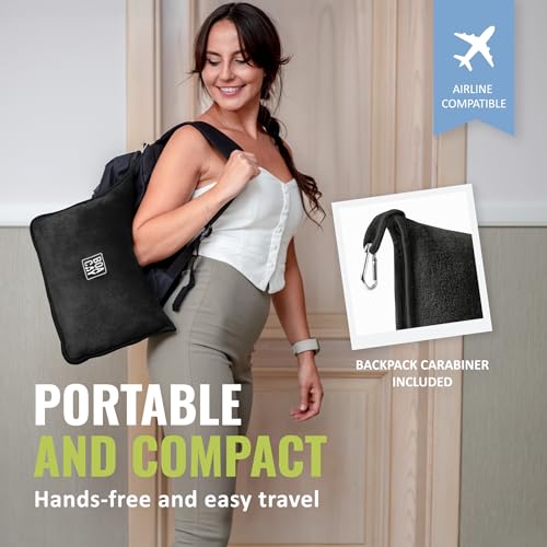 Soft Travel Blanket with Pillow for Airplane & Car - Compact Design