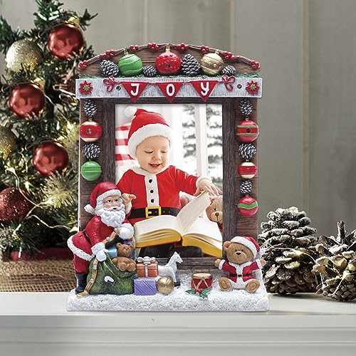 5x7 Santa Christmas Light-Up Resin Photo Frame with Joy Banner