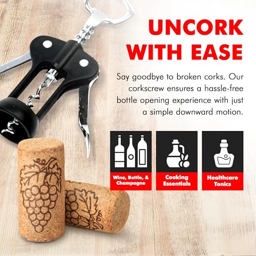 Chef Craft Select Metal Winged Corkscrew - Black & Chrome, 6.5 Inch