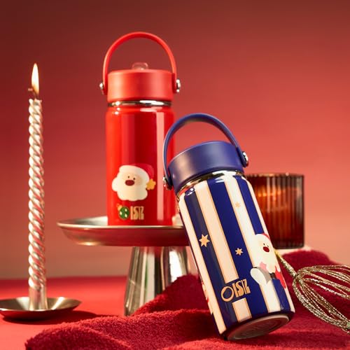 OISIZ 14oz Christmas Water Bottle for Kids — Insulated Stainless Steel Cup with Straw Lid