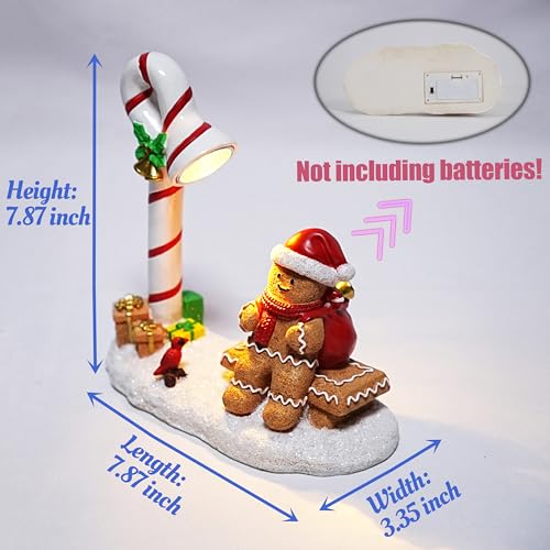 Light-Up Christmas Gingerbread Man Figurine - Resin Holiday Table Decor