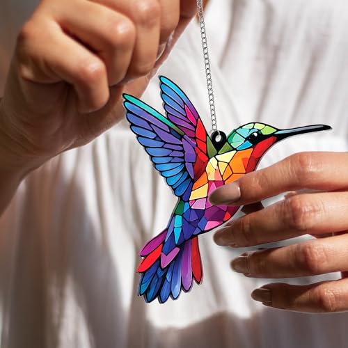 Rainbow Hummingbird Christmas Ornament - Hanging Tree Decor by Sensemory