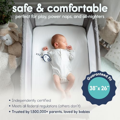 Hiccapop Pack and Play Mattress Pad - 1.25" Waterproof Portable Playard Mattress with Carry Bag