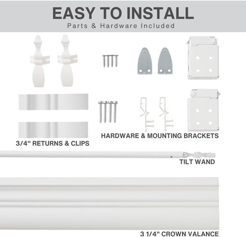 Lotus & Windoware Cordless Faux Wood Blinds - 34" Wide x 60" Long | Embossed Bright White Indoor Shades