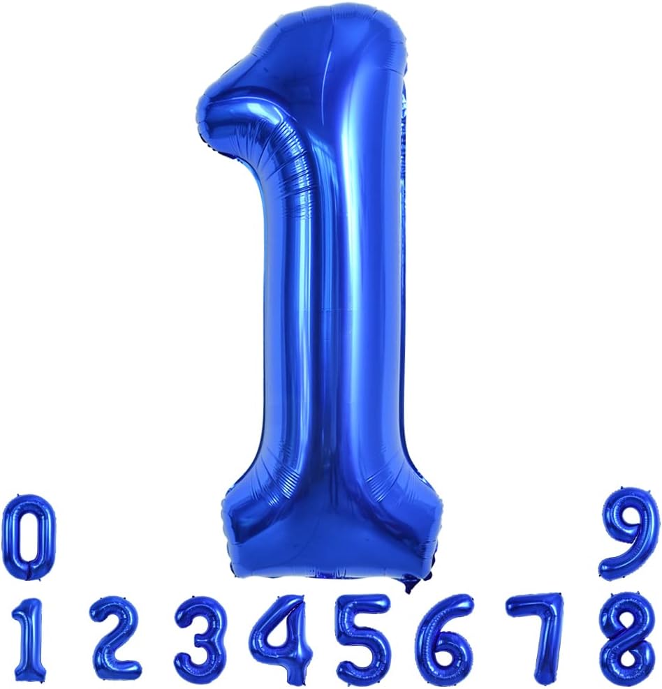 TONIFUL 40-Inch Navy Blue Number 1 Balloon - Large Foil Mylar for Birthday & Engagement Celebrations