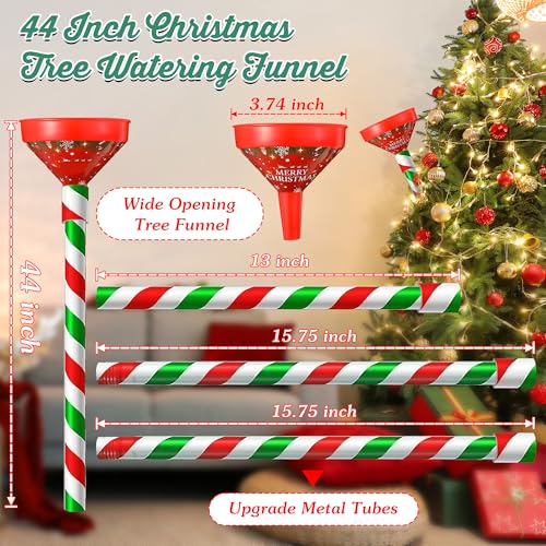 Dreyoo Christmas Tree Watering Funnel & 44-Inch Adjustable Watering Stick - Spill-Free Holiday Tree Care, Red & Green