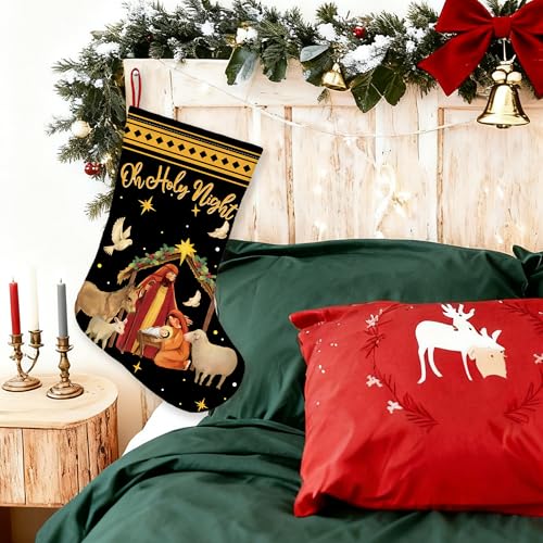 18-Inch Christmas Stockings 4-Pack Nativity Home Decor with Hanging Loops