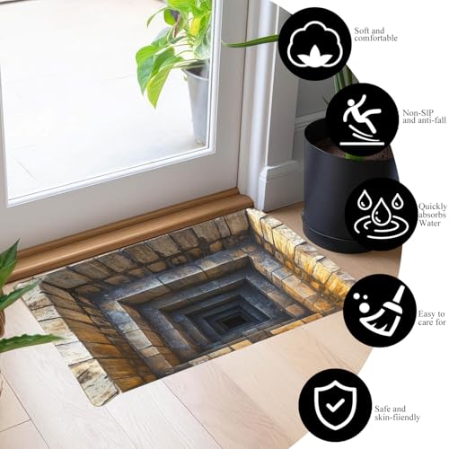 3D Optical Illusion Area Rug, Non-Slip Indoor Outdoor Doormat 32x48in