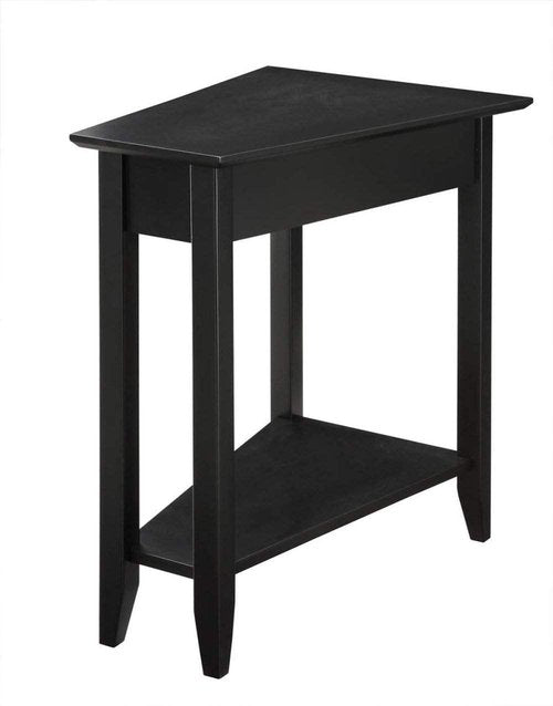 Convenience Concepts American Heritage Wedge End Table 24" - Classic Living Room Table with Storage Shelf, Side Table for Family Room, Bedside Table, Black