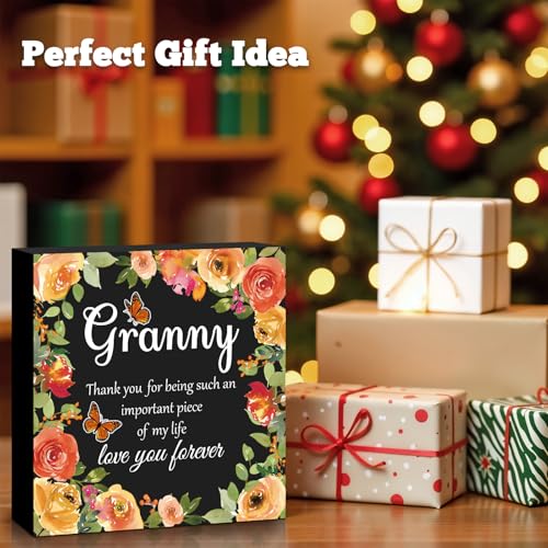 Xiahuyu Engraved Wooden Sign for Grandma - Granny Birthday & Holiday Gift, 5x5 inch (Variation 003)