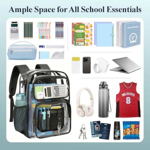 Packism 17-Inch Heavy Duty Clear Backpack for School and Laptop