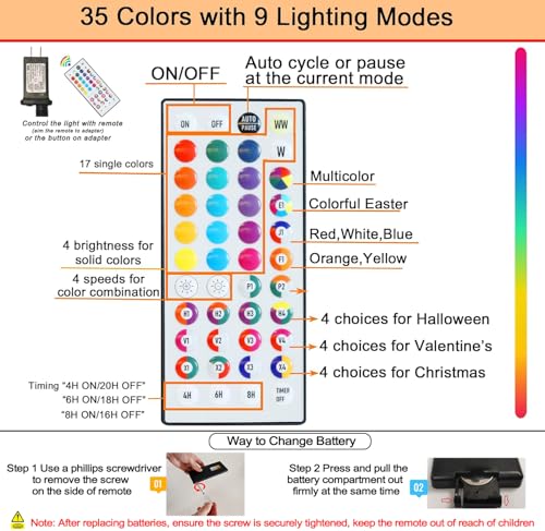 Pooqla 5 ft RGB Lighted Birch Tree with 35 Colors & Remote Control - Indoor Outdoor Christmas Tree