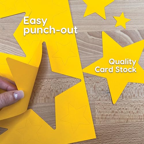 Gold Star Cutouts for Bulletin Boards, 240-Piece Set in 6 Sizes