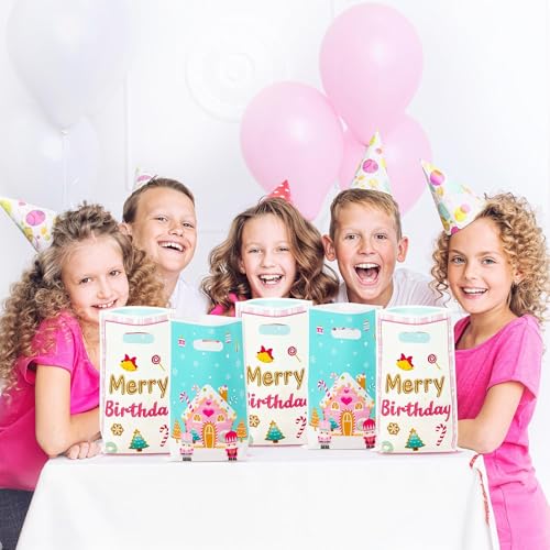 50PCS Pink Candy House Party Favor Bags Waterproof Material for Birthdays