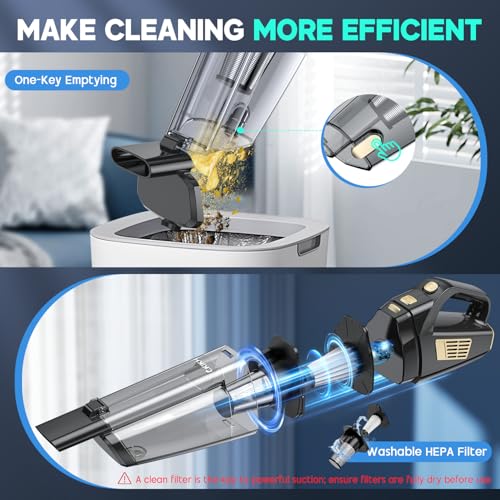 CKIKH Cordless Handheld Car Vacuum Cleaner 15000PA Portable