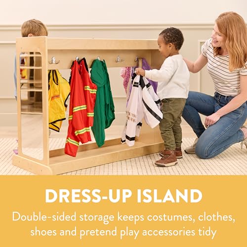 Kids Double-Sided Dress-Up Storage Rack with Mirrors and 10 Hooks