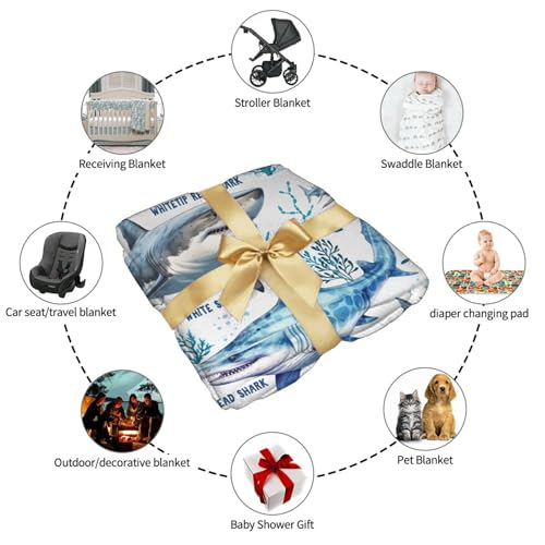 Kegono 50x60 Inch Shark Blanket for Ocean Animal Lovers - Full Size, Ultra-Soft Flannel