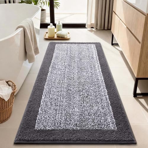simpWalnut 2x4 Ft Large Bathroom Rug and Runner - Grey Non Slip Washable Mat