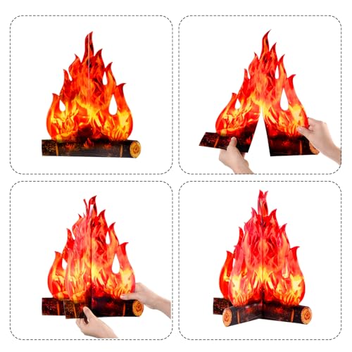 3D Cardboard Campfire Decor - 16 x 13 Inch Fake Bonfire for Kids Parties