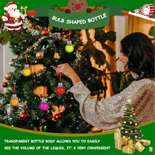 HOMSFOU 50ml Clear Bulb Bottle Ornament Set with Silver Cap - Fillable PET Drink Balls