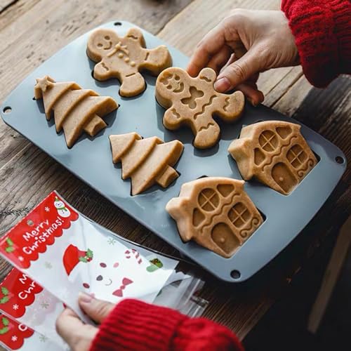 Christmas Silicone Mold 6 Cavities Baking Cake Soap Candy Gingerbread Tree