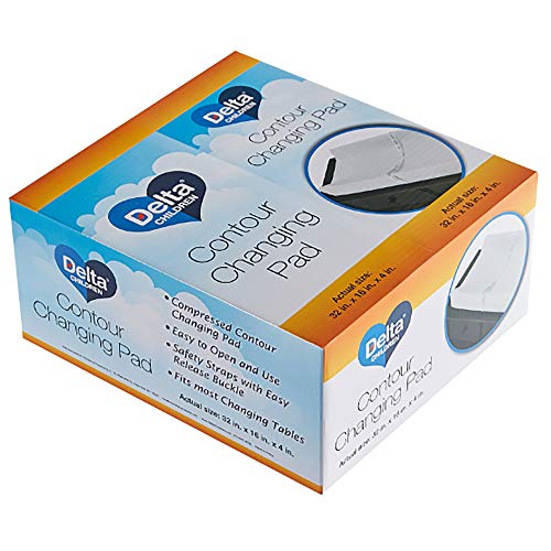 Contoured Changing Pad for Dresser with Waterproof Vinyl Cover and Safety Harness
