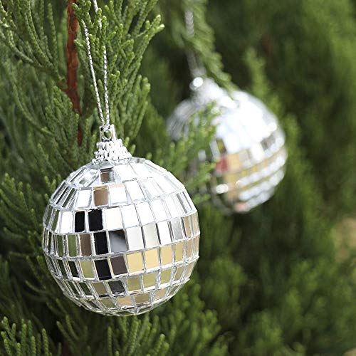 12-Piece Silver Mini Disco Ball Ornaments for Party & Tree Decor (4cm)