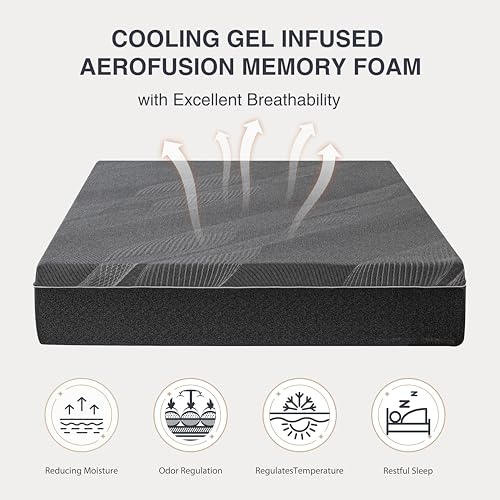 10-Inch Queen Size Gel Memory Foam Mattress - Medium-Firm Cooling Support
