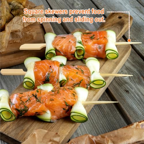200-Piece Bamboo Appetizer Skewers, 6-Inch Flat Paddle Cocktail Picks