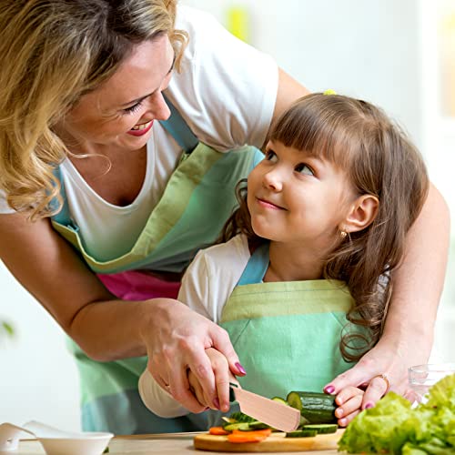Kids Wooden Kitchen Knife Set with Cutting Board - Safe Toy Cooking Utensils