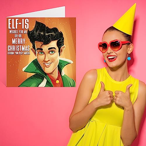 Funny Christmas Card for Women and Men - Elf-is Wishes You a Merry Christmas