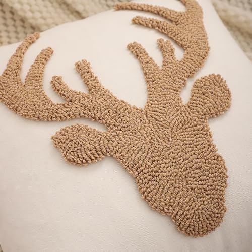 LUOYEHK Caramel Reindeer Christmas Pillow Covers 18x18 Set of 2 Rustic Holiday Decor