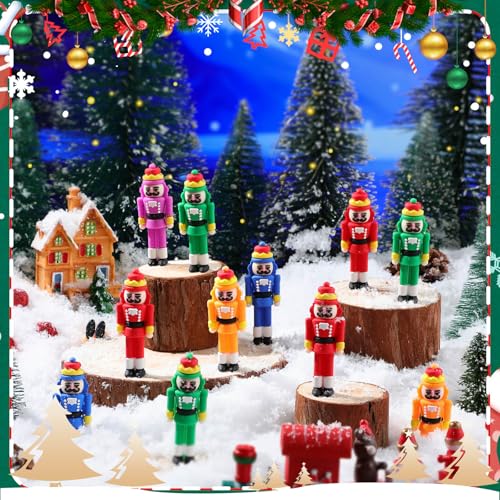 Mini Nutcracker Soldier Figures (25-Pack) - 2" Colorful Christmas Ornaments
