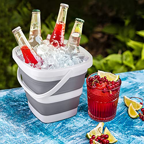 Collapsible Bucket 5L (1.3 Gallon) - Foldable Square Portable Pail