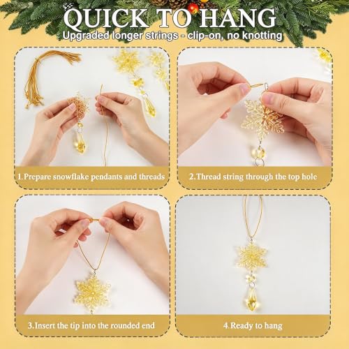 Gold Acrylic Snowflake & Icicle Christmas Ornaments Set, 36 pcs