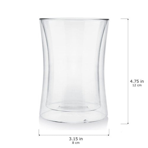 Teabloom Modern Insulated Tasting Glass Cups - Set of 2 Double Walled Glasses (10 oz / 300 ml) - Milano Collection