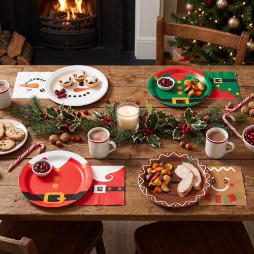 Funhax Christmas Plates and Napkins Party Supplies - 80 Pcs Holiday Tableware Sets