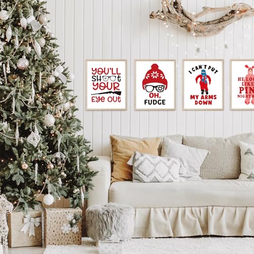 Homythe Christmas Story Wall Art Prints Set of 6 - Holiday Home Decor, 8x10 Inches, Unframed