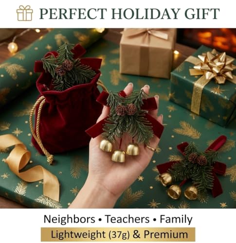 Tikneyoli 4-Piece Red Velvet Christmas Bells Decor with Jingle Bells - Door/Hanging Ornaments