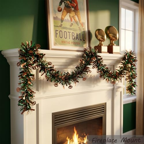 4-Pack Football Tinsel Garland - Metallic Foil Game Day Party Decor