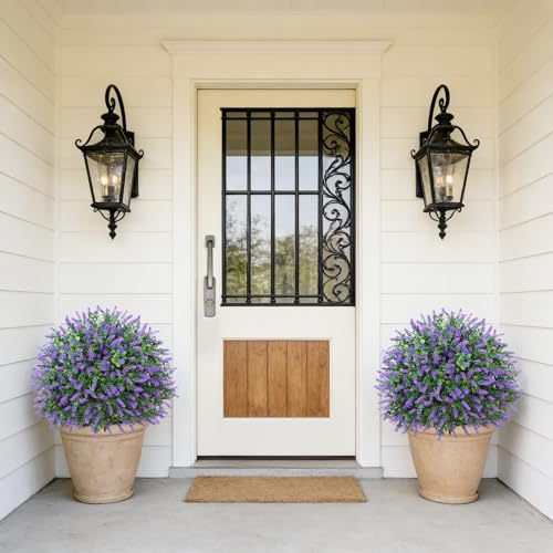 22-Inch Artificial Lavender Topiary Ball Trees, UV Resistant 2-Pack