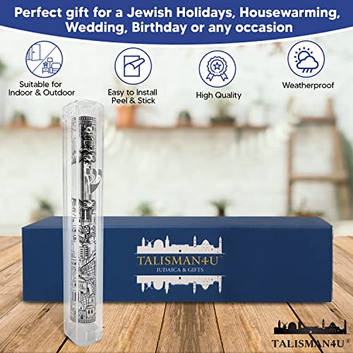 Clear Mezuzah Case with Scroll, 5-Inch Waterproof Door Mezuza with Jerusalem Design