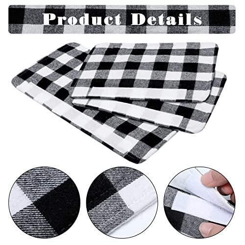 Boao 6 Pack Christmas Refrigerator Door Handle Covers - Black & White Plaid