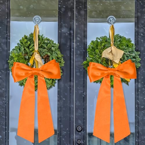 2-Piece Fall Wreath Sash Orange Satin for Front Door Decor