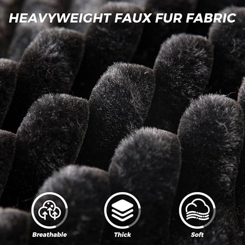 59-Inch Plush Fur Loveseat, Deep Seating Foam-Filled Couch for Living Room